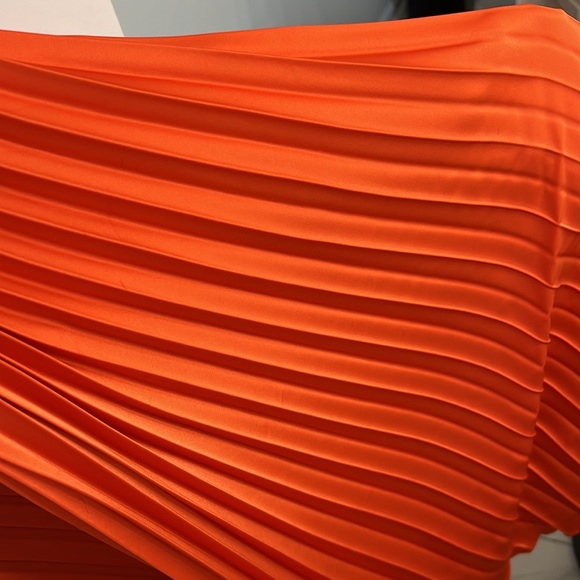 Ieena for Mac Duggal Plunge Neck Pleated A-Line Dress in Sunset - Picture 4 of 4